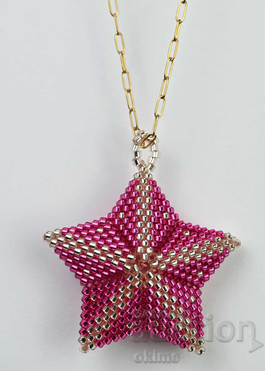 Colier stea în ciclamen și auriu