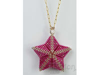 Colier stea în ciclamen și auriu