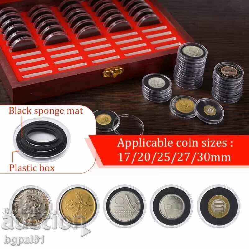 Luxury wooden box for 50 coins (capsules + seals) with price € 21.99 | 43.01 BGN