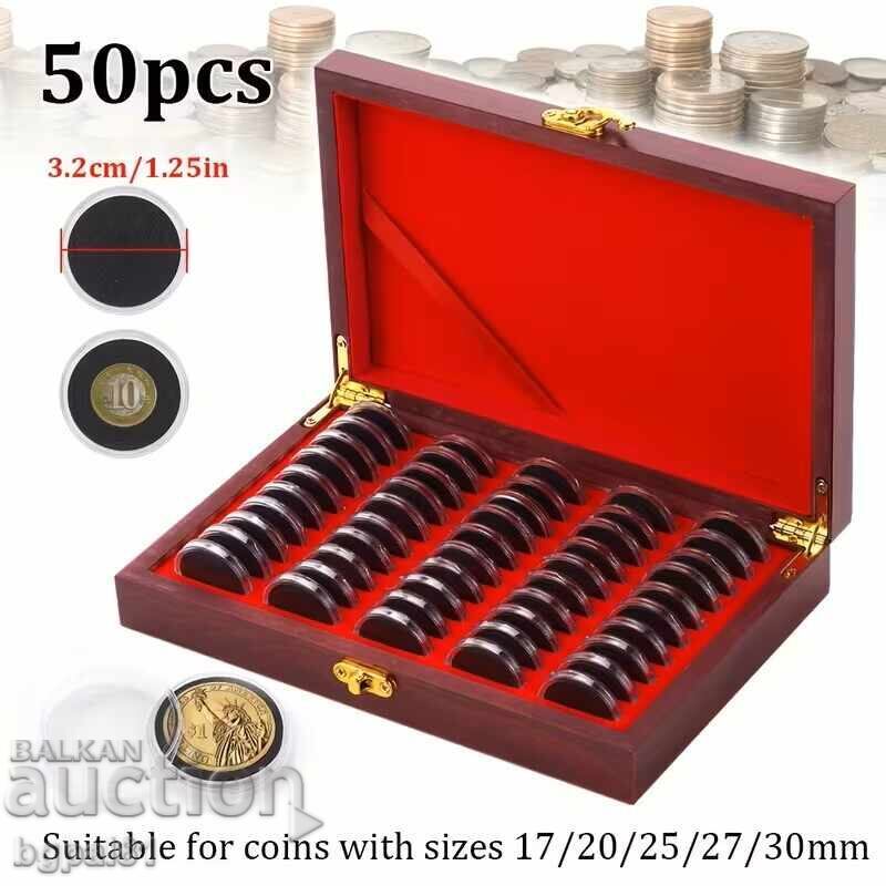 Luxury wooden box for 50 coins (capsules + seals) - 6