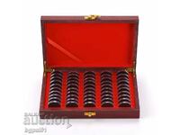 Cutie luxoasă din lemn pentru 50 de monede (capsule + garnituri)