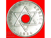 GREAT BRITAIN: WEST AFRICA ★ 1 PENNY 1936 KN STAR OF DAVID!