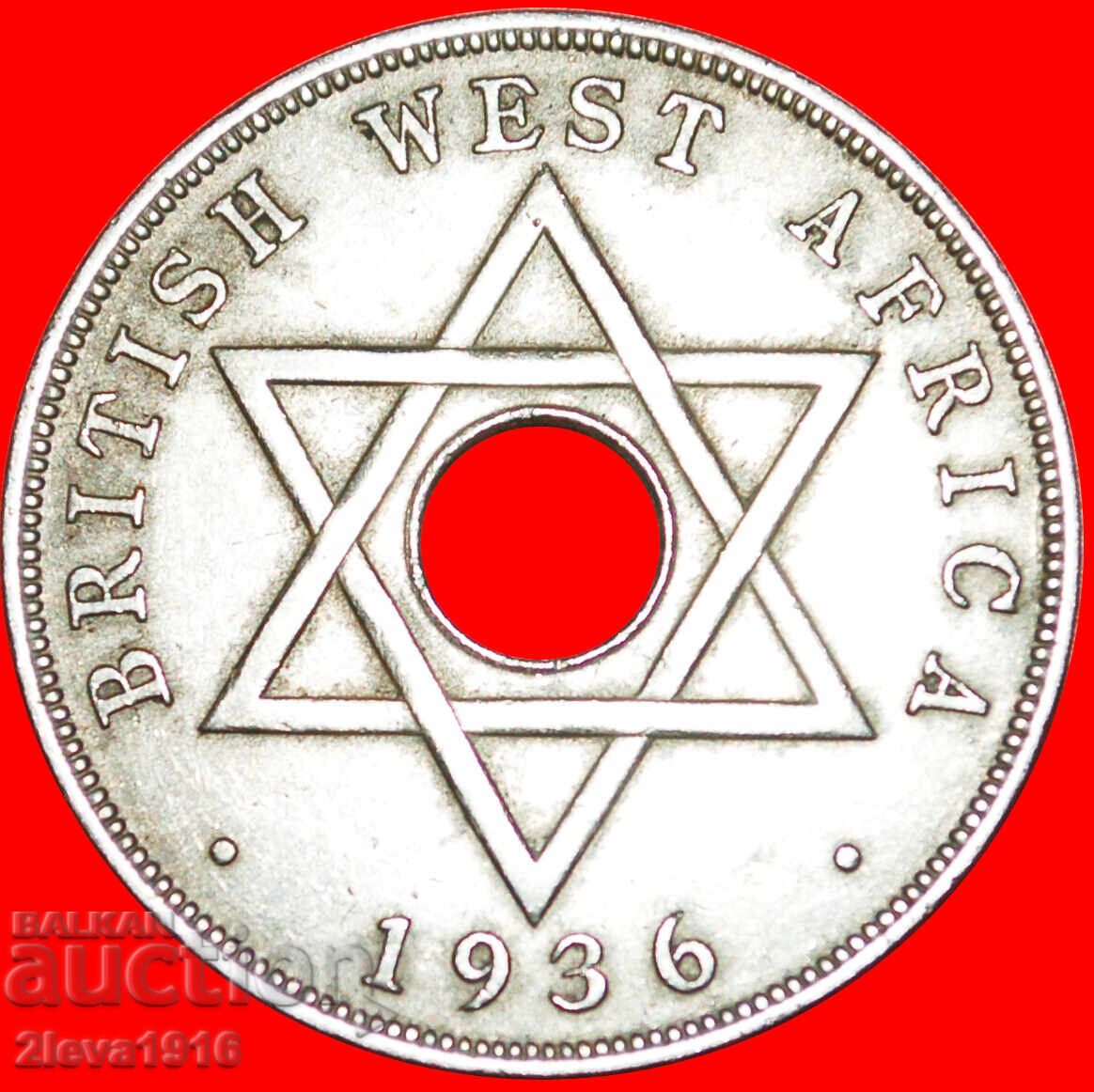 STEAUA DAVID MAREA BRITANIE: AFRICA DE VEST ★ 1 PENNY 1936!