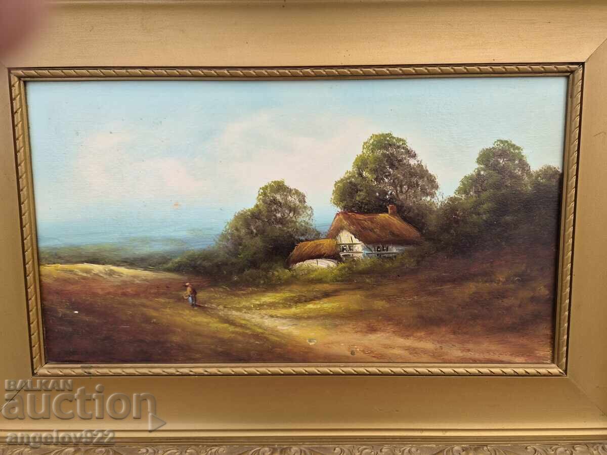 Livrarea Veche pictură originală în ulei pe placaj!!!