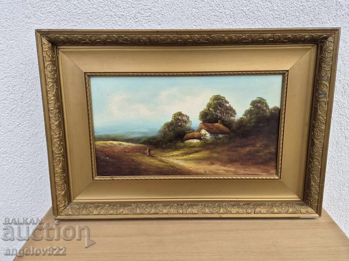 Veche pictură originală în ulei pe placaj!!!