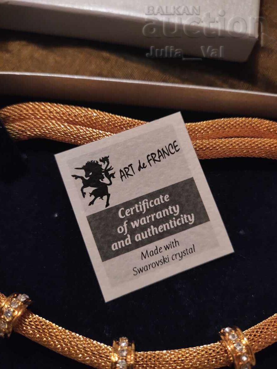 Delivery of 24K Gold Plated Necklace with Swarovski Zirconia from 1 cent + certificate.unc