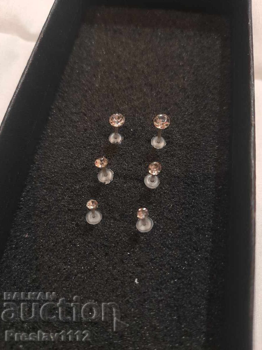 Lot Cercei Piercing cu Zirconii Albe