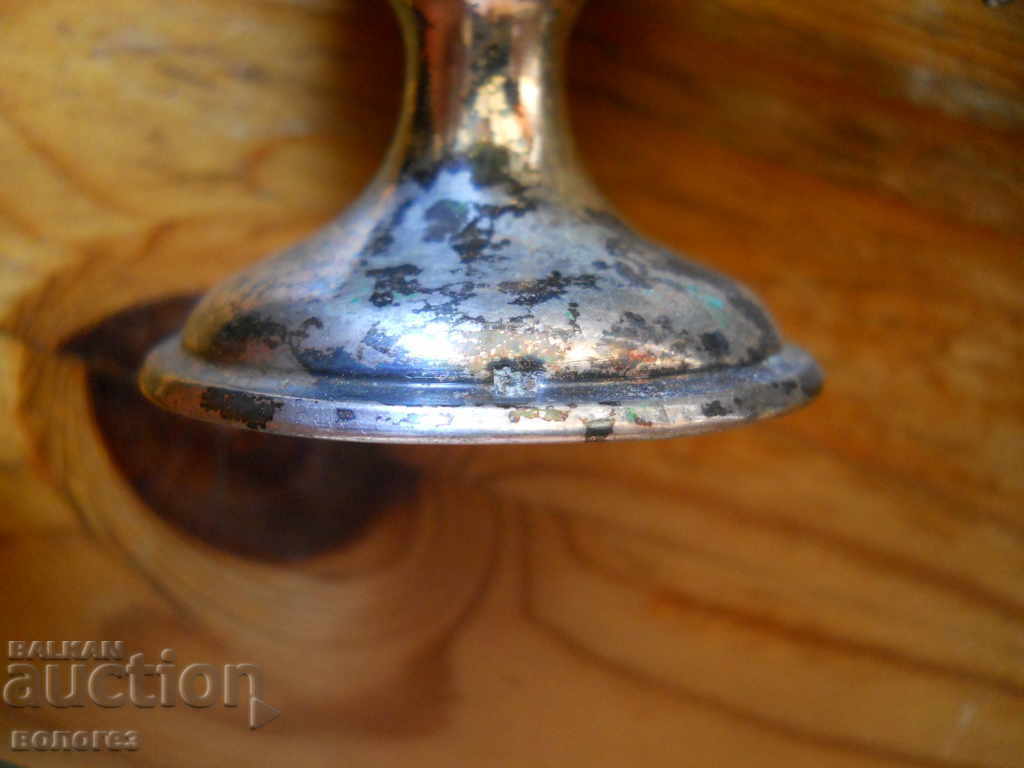 Recipient vechi din argint, vas triplu pentru condimente - Austria - 5