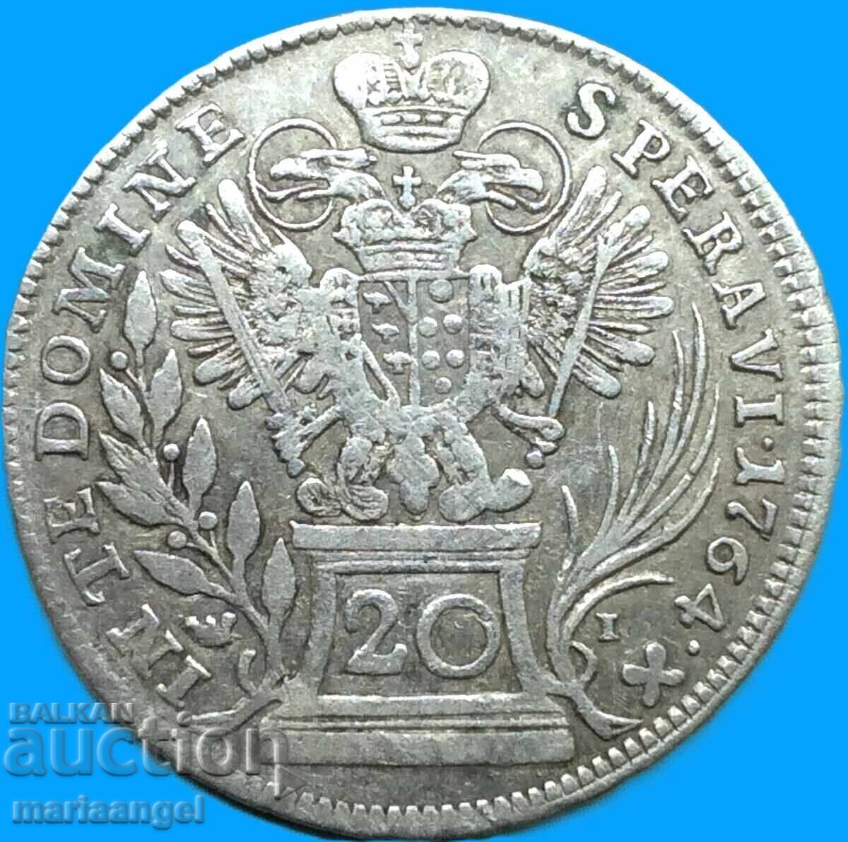 Austria 20 Kreuzer 1764 Franz Stefan Silver - RARE with price € 65.00 | 127.13 BGN