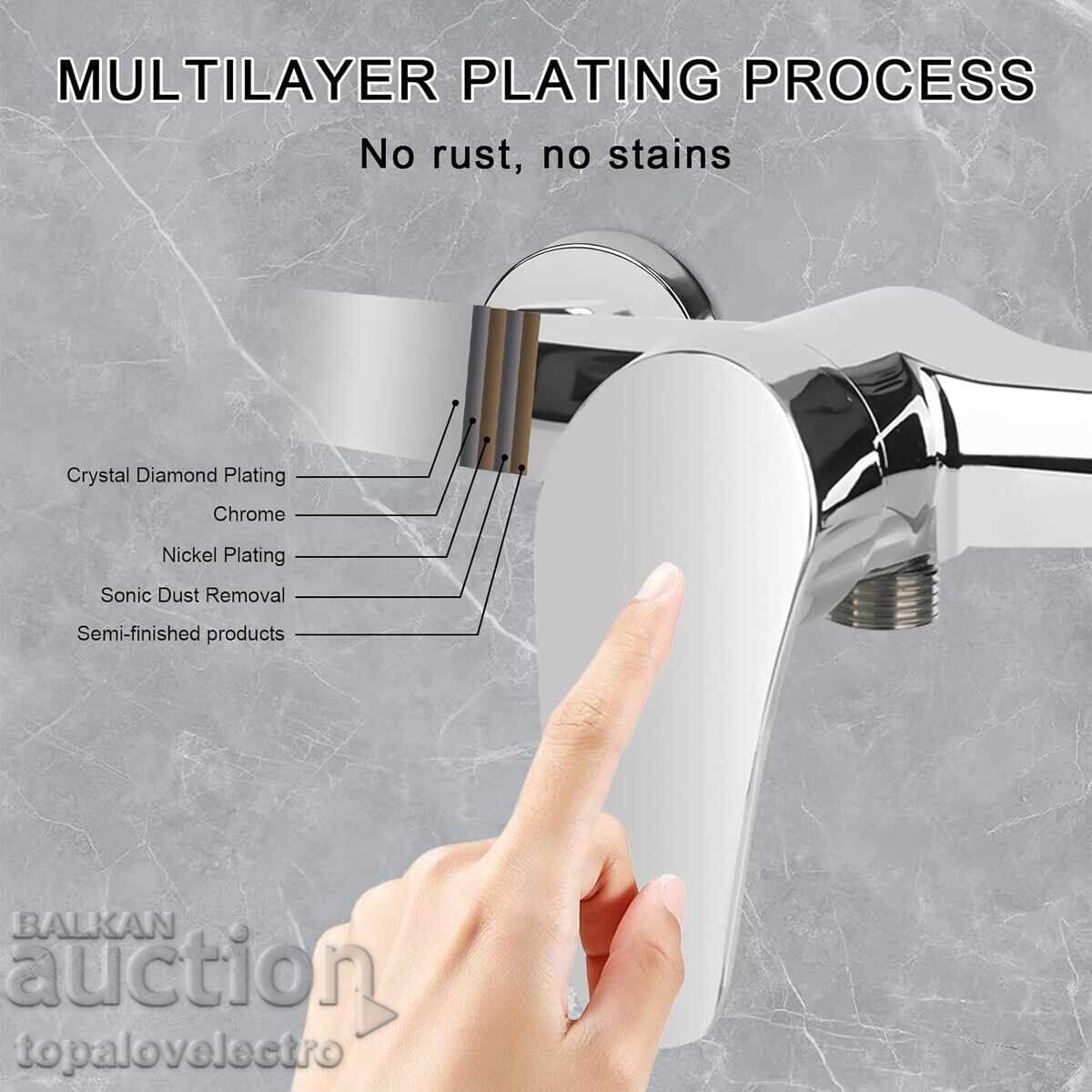 NOU! Robinet de duș – de perete, monocomandă, crom, G 1/2 /c cu preț € 11.00 | 21.51 BGN