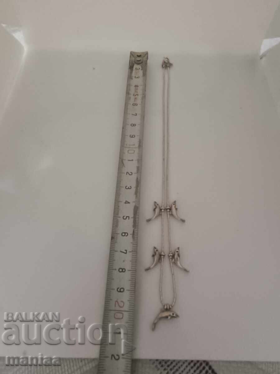 Сребърно колие с делфини маркирано 925 - 5