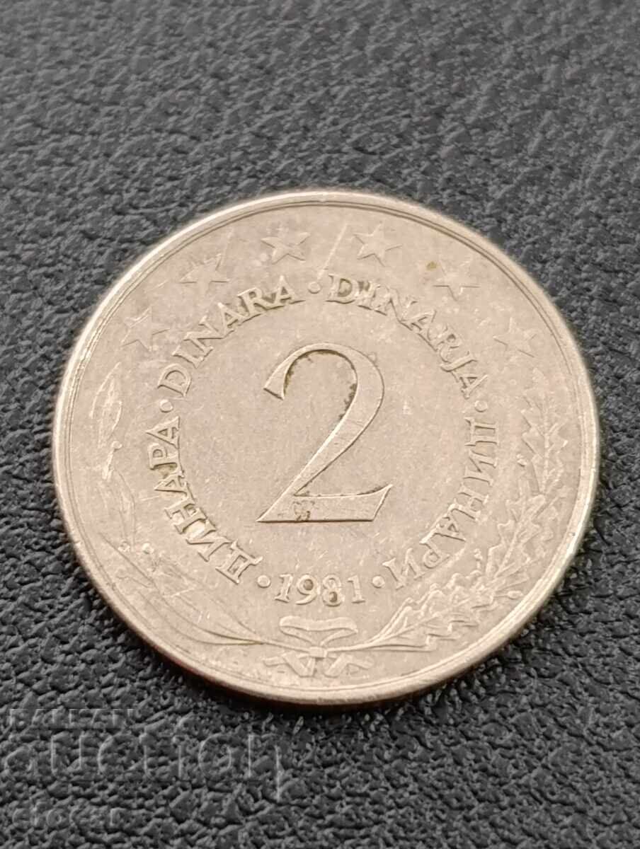 2 dinari Iugoslavia 1981
