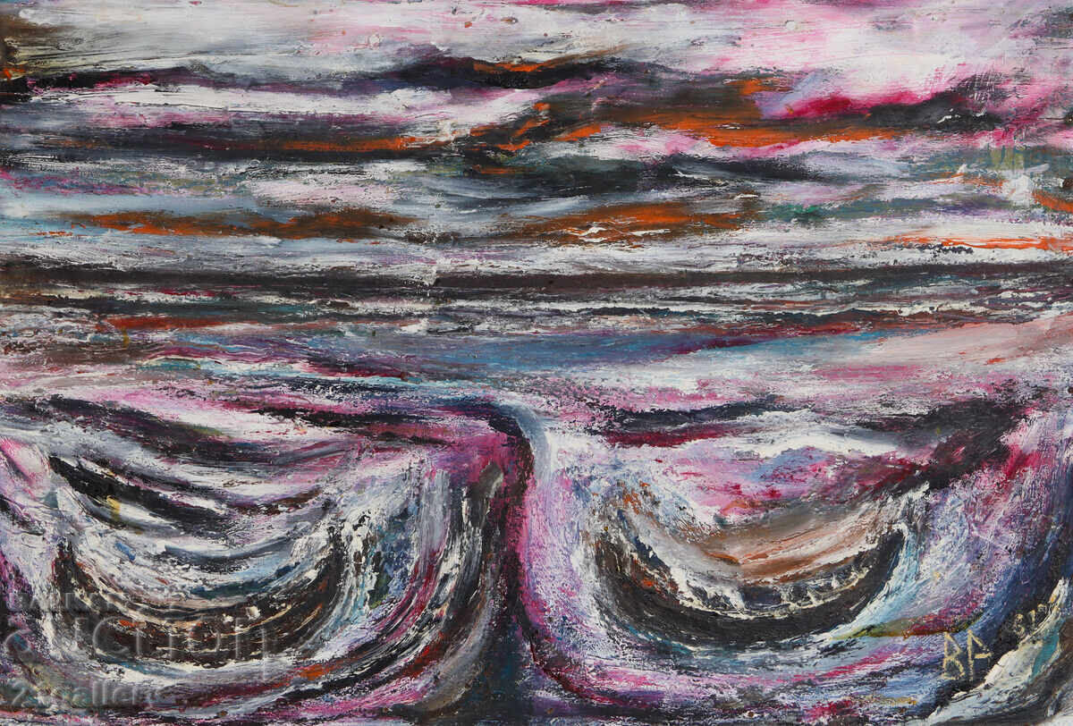 Licitație Valentin Radenovski Ulei pe pânză peisaj cu bărci de pescuit