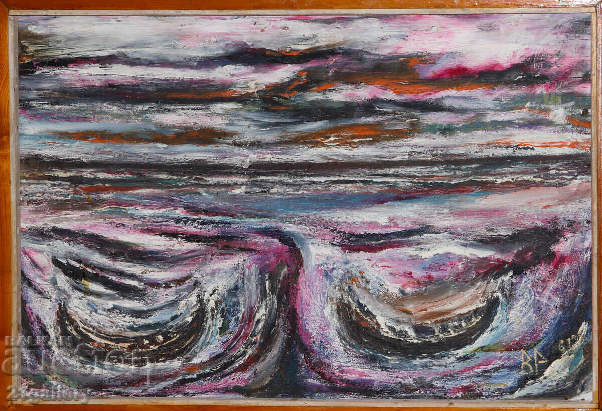 Valentin Radenovski Ulei pe pânză peisaj cu bărci de pescuit