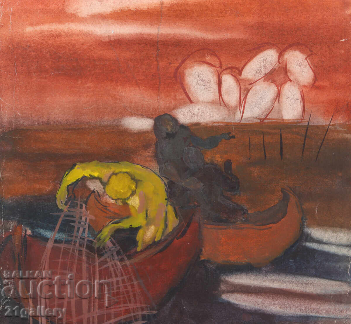 Ivan Apostolov kartina tempera Ribari - 5