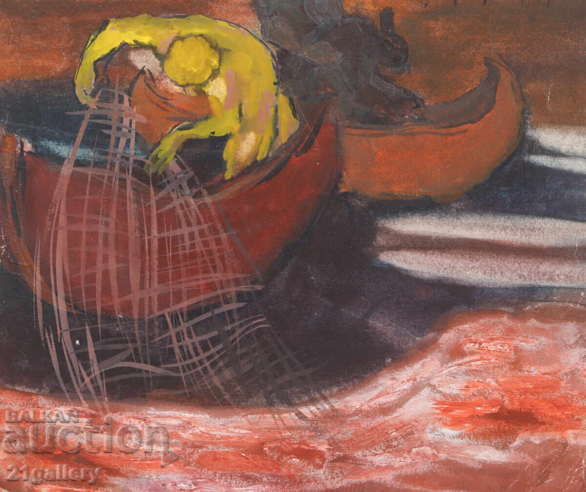 Ivan Apostolov kartina tempera Ribari - 6