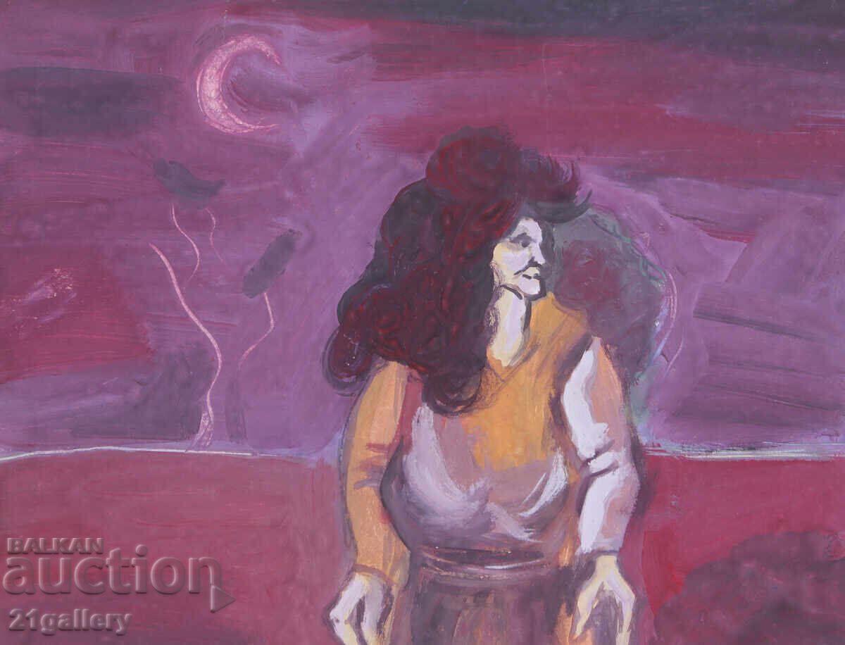 Livrarea Pictura lui Ivan Apostolov, compoziție abstractă în tempera