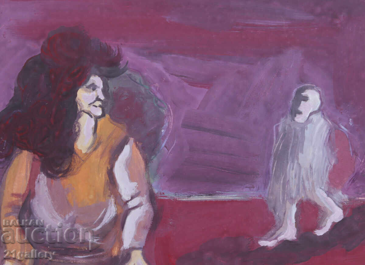 Pictura lui Ivan Apostolov, compoziție abstractă în tempera - 6