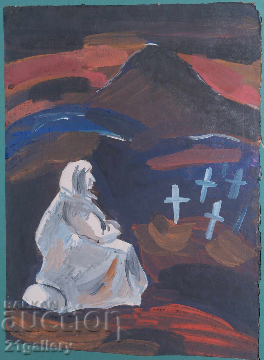 Pictură de Ivan Apostolov, tempera, peisaj cu preț € 140.00 | 273.82 BGN