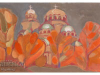 Градски пейзаж, картина маслени бои