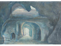 Παλαιός πίνακας με τέμπερα, σπήλαιο