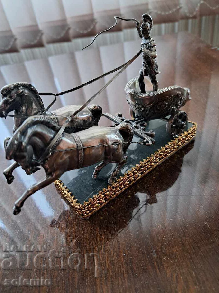 Сребърна статуетка - сребърна бойна колесница - 6