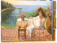 Oil painting Girl on the terrace