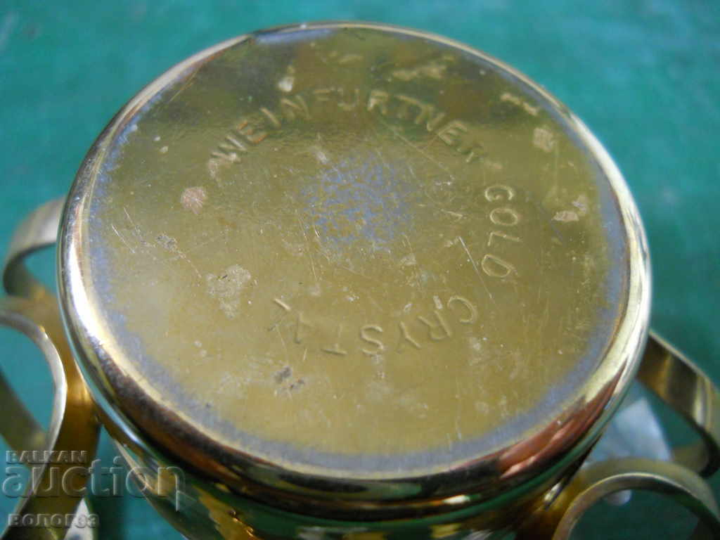 Livrarea Suport de lumânare placat cu aur cu pandantive din cristal „Weifurtner” Germania