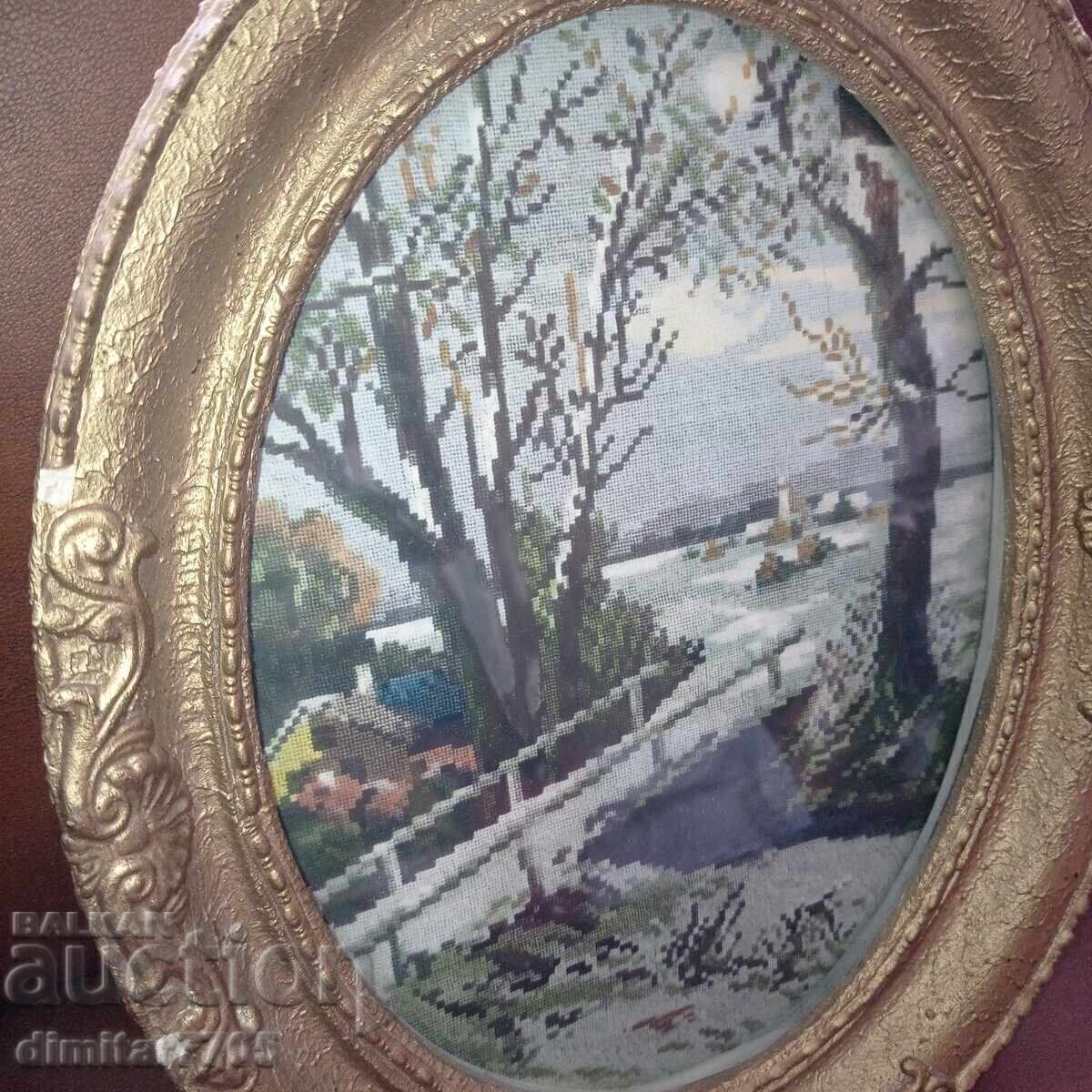 Pictură de tapiserie foto veche într-un cadru cu preț € 6.00 | 11.73 BGN Pictură de tapiserie foto veche într-un cadru cu preț € 6.00 | 11.73 BGN