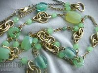 Gilded necklace from Fenton glass with uranium and jade glass