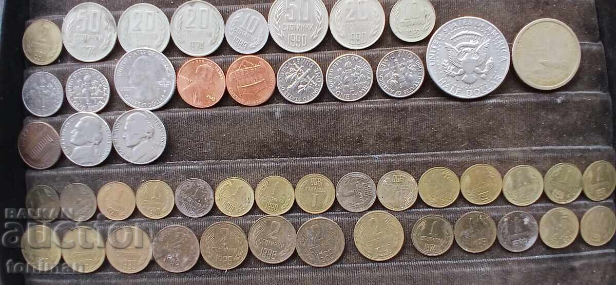Лот много монети от България, САЩ и СССР с цена € 1.50 | 2.93 лв.