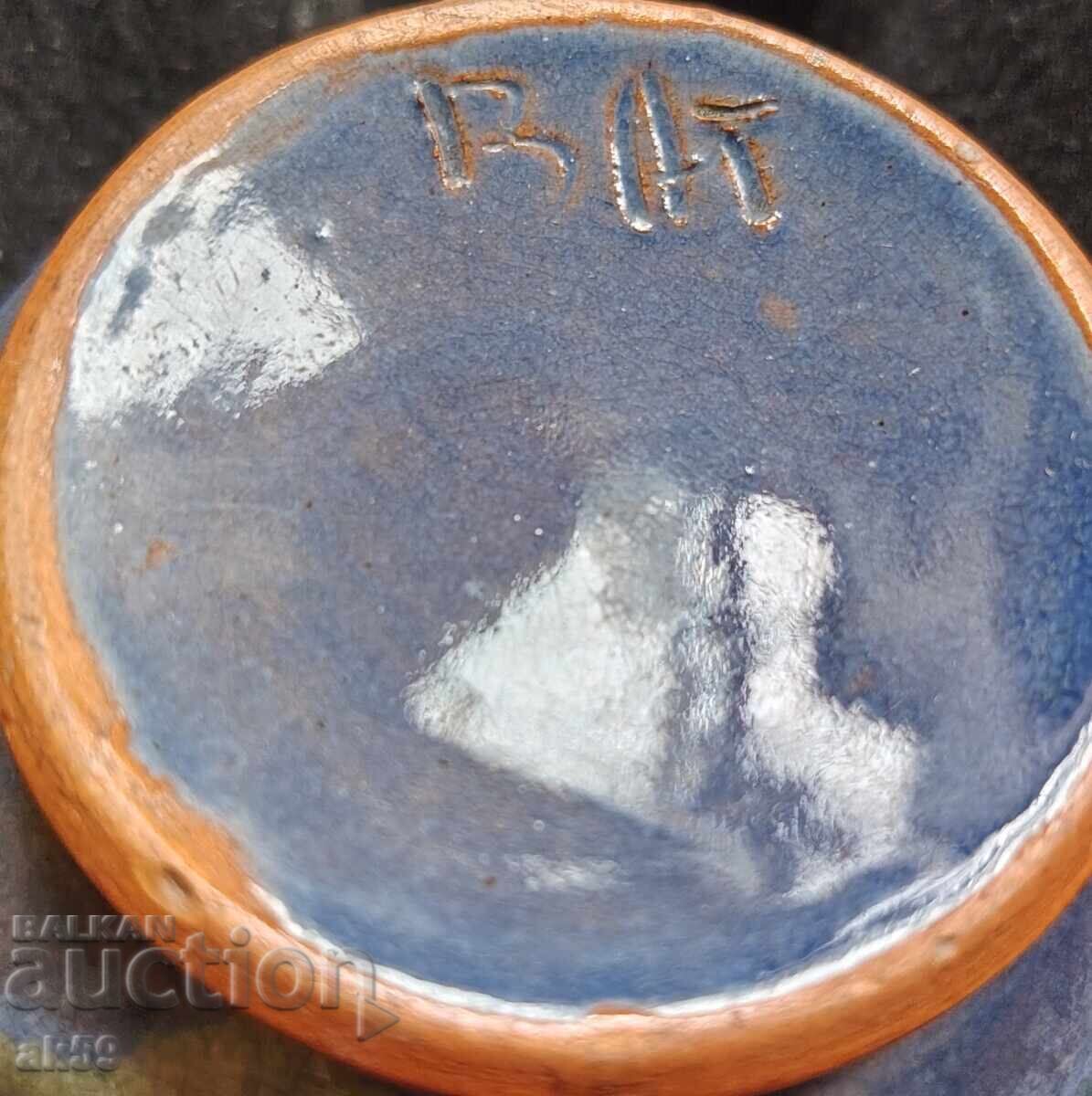 Licitație Vază verde glazurată - ceramică