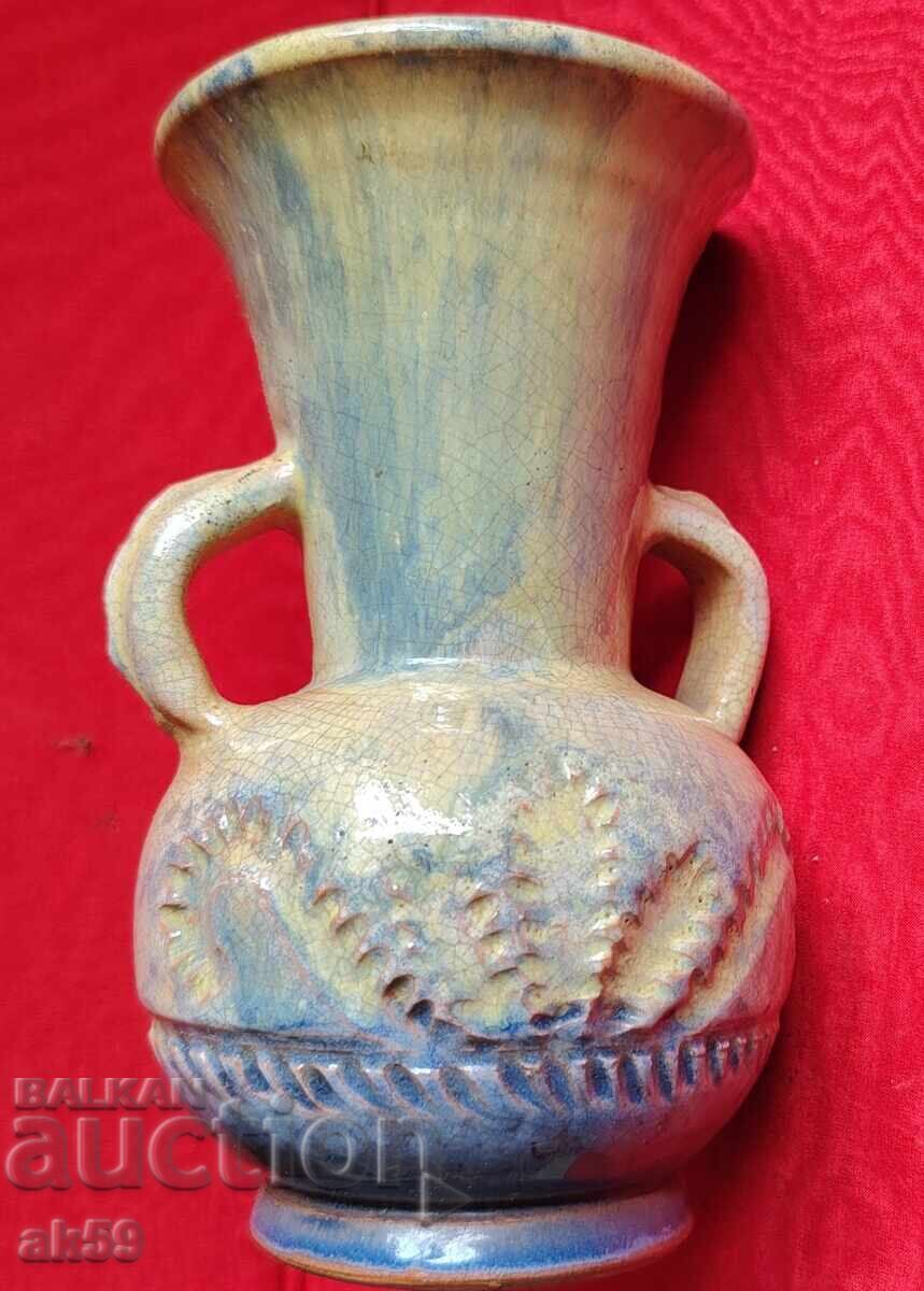 Vază verde glazurată - ceramică