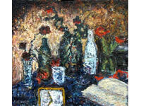 Natură statică cu flori și ceas