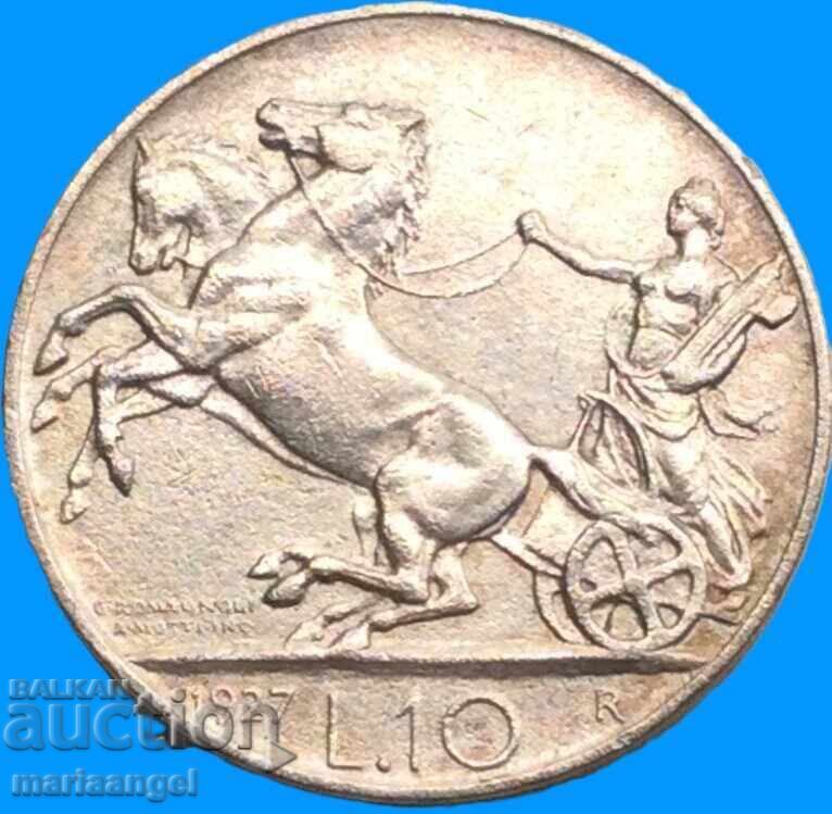 10 λίρες 1927 Ιταλία **FERT** Ασημένια πατίνα - 5