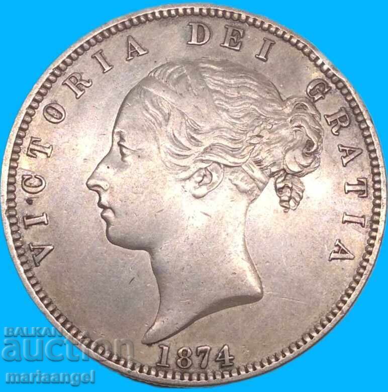Marea Britanie 1/2 coroană 1874 argint - rară
