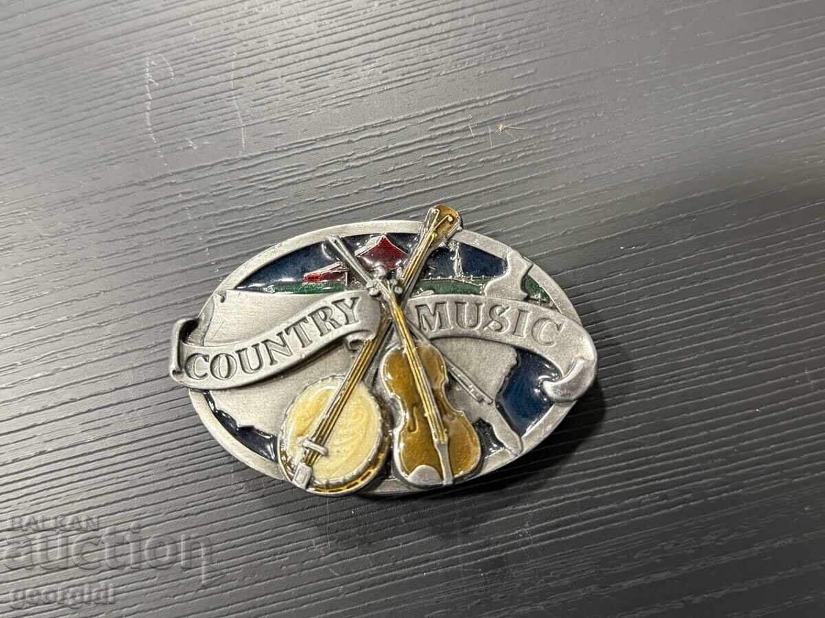 Vintage πόρπη ζώνης αφιερωμένη στην κάντρι μουσική №7990