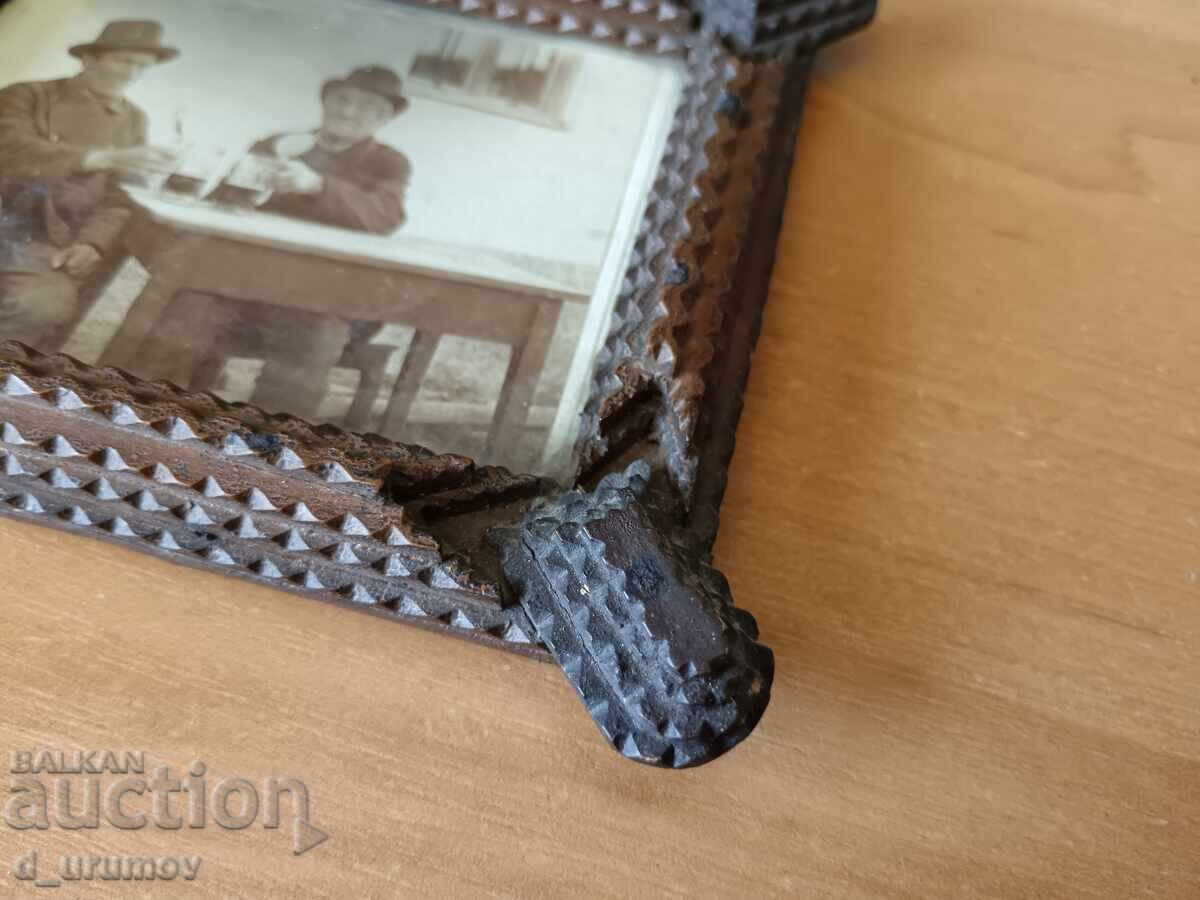 Antichitate ramă foto Tramp Art - 5