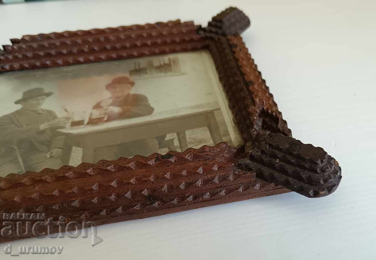 Antichitate ramă foto Tramp Art - 6