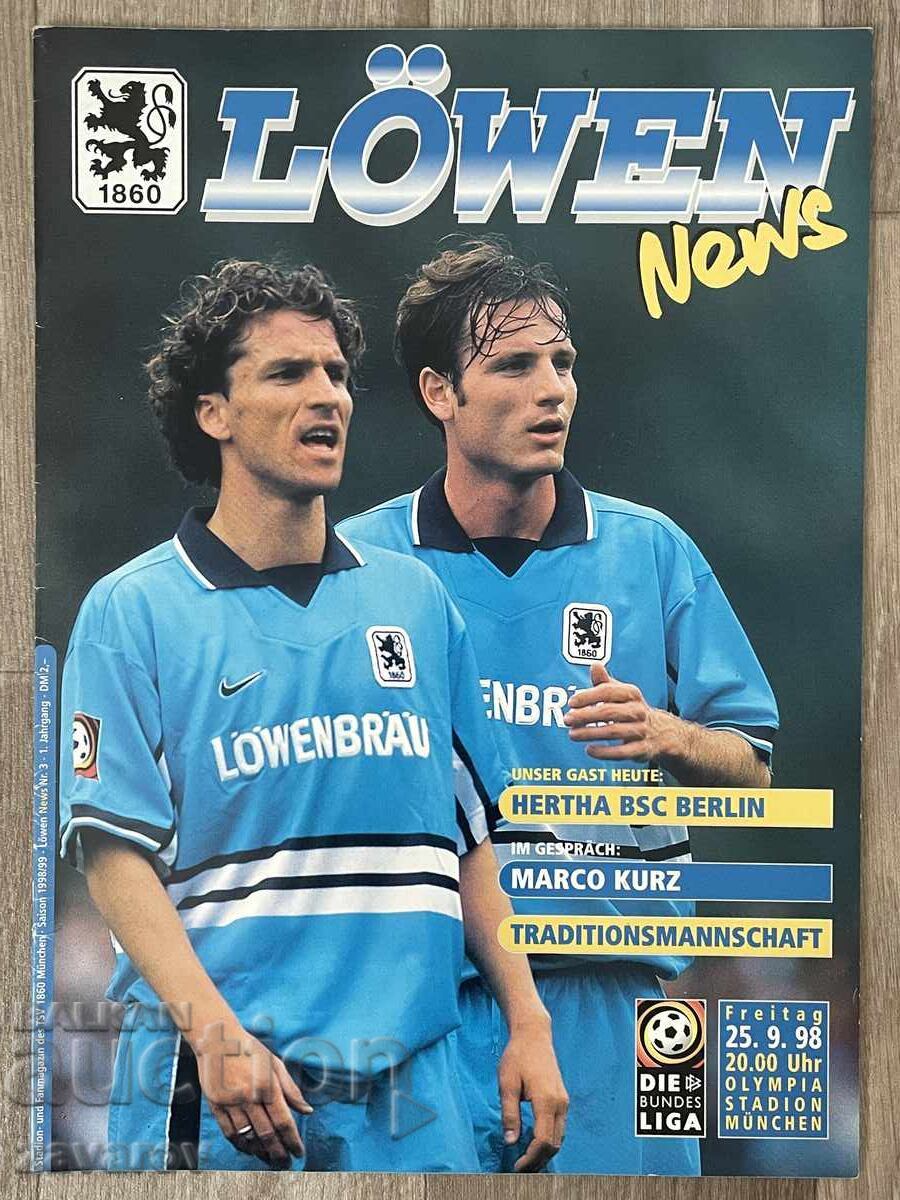 1860 Munich Bundesliga Borimirov Yovov Football Program