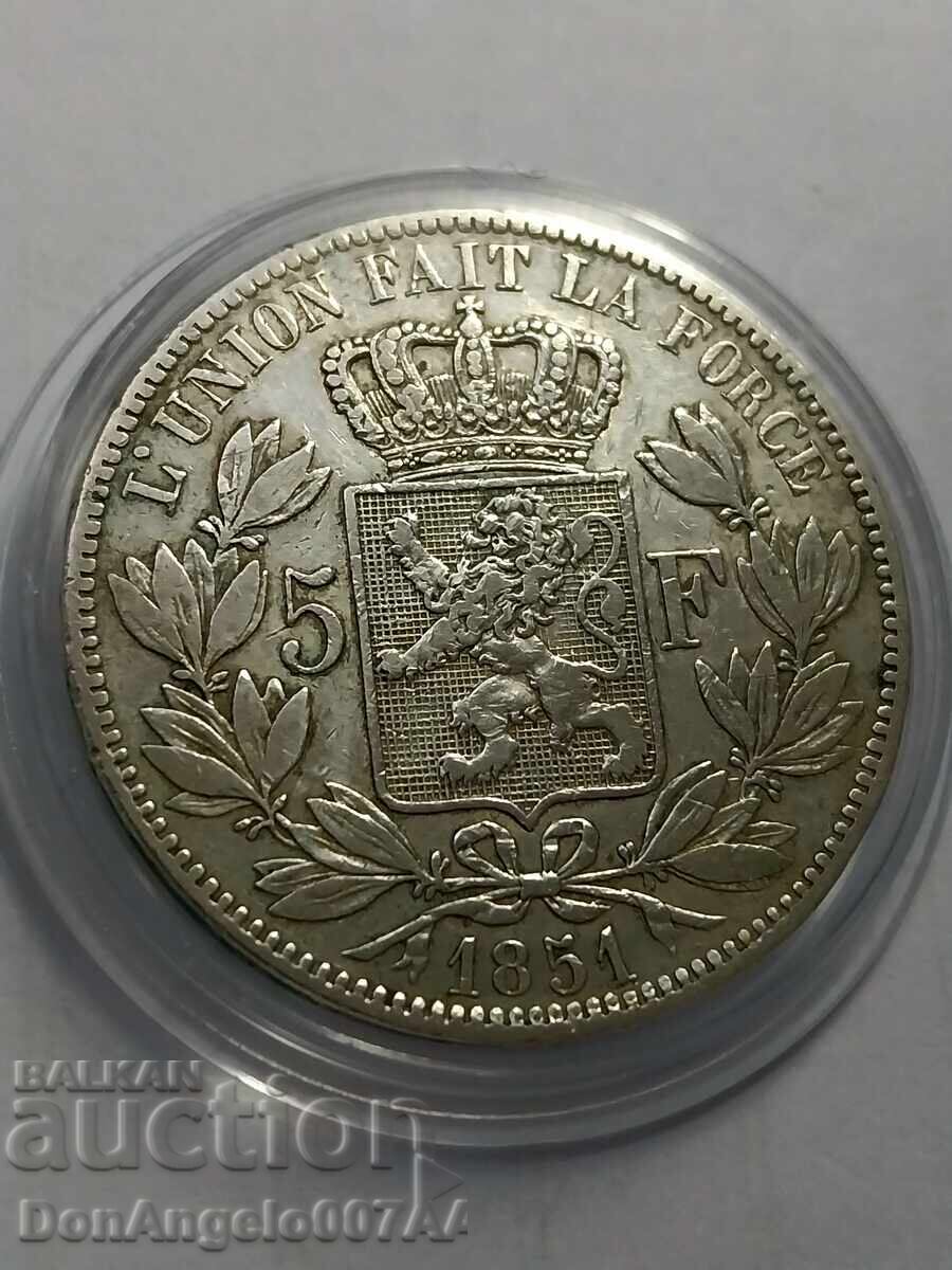 5 franci 1851 Belgia-Argint!