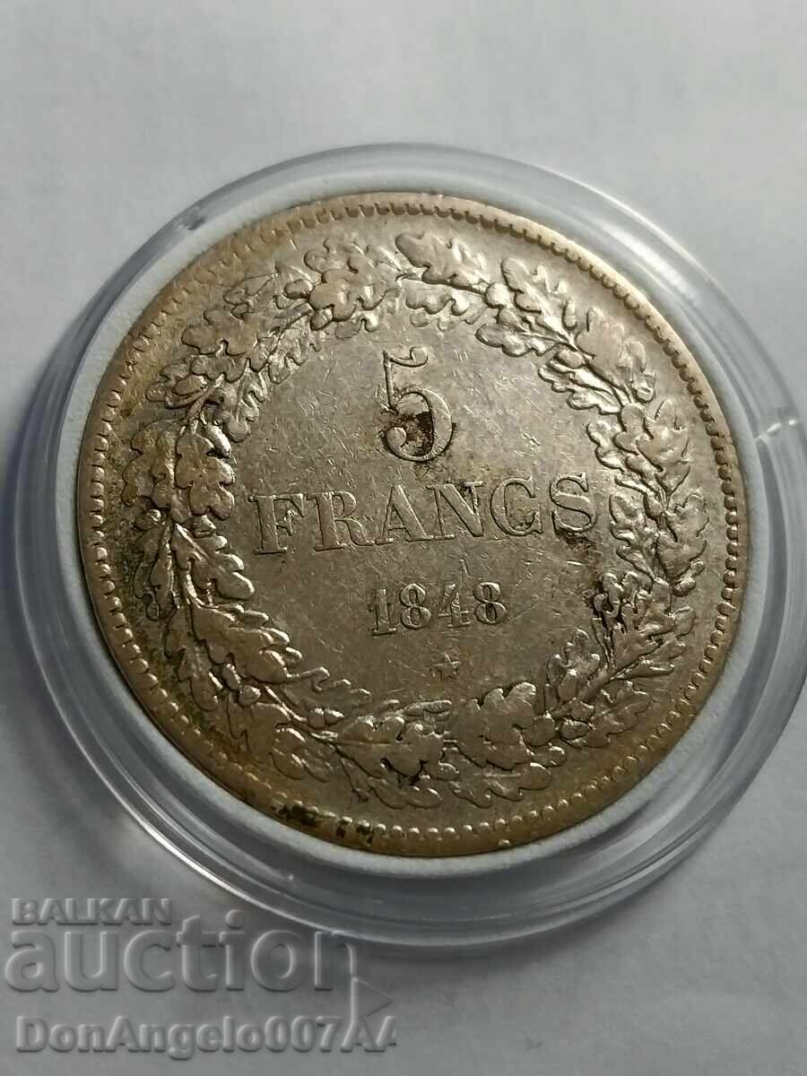 5 franci 1848 Belgia-Argint!