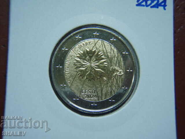 Licitație 2 euro 2024 Estonia "Centaurea cyanus" / Estonia/ Unc 2 euro