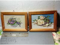 2 Old hand-stitched tapestries based on a Wiler MINIATURE model