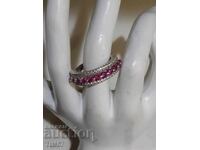 сребърен пръстен с натурални родолит гранати