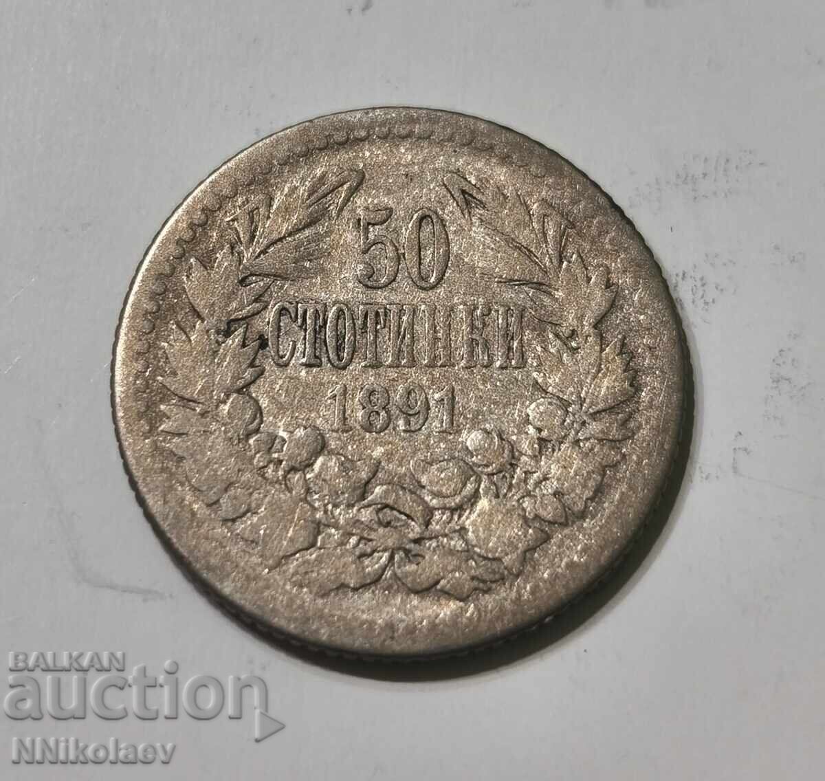 50 stotinki 1891 g. Principatul Bulgariei