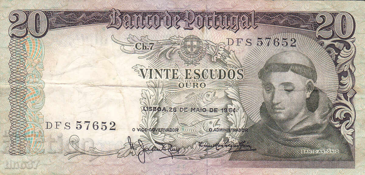 tino37- PORTUGALIA - 20 ESCUDOS - 1964 - F+ cu preț € 2.50 | 4.89 BGN