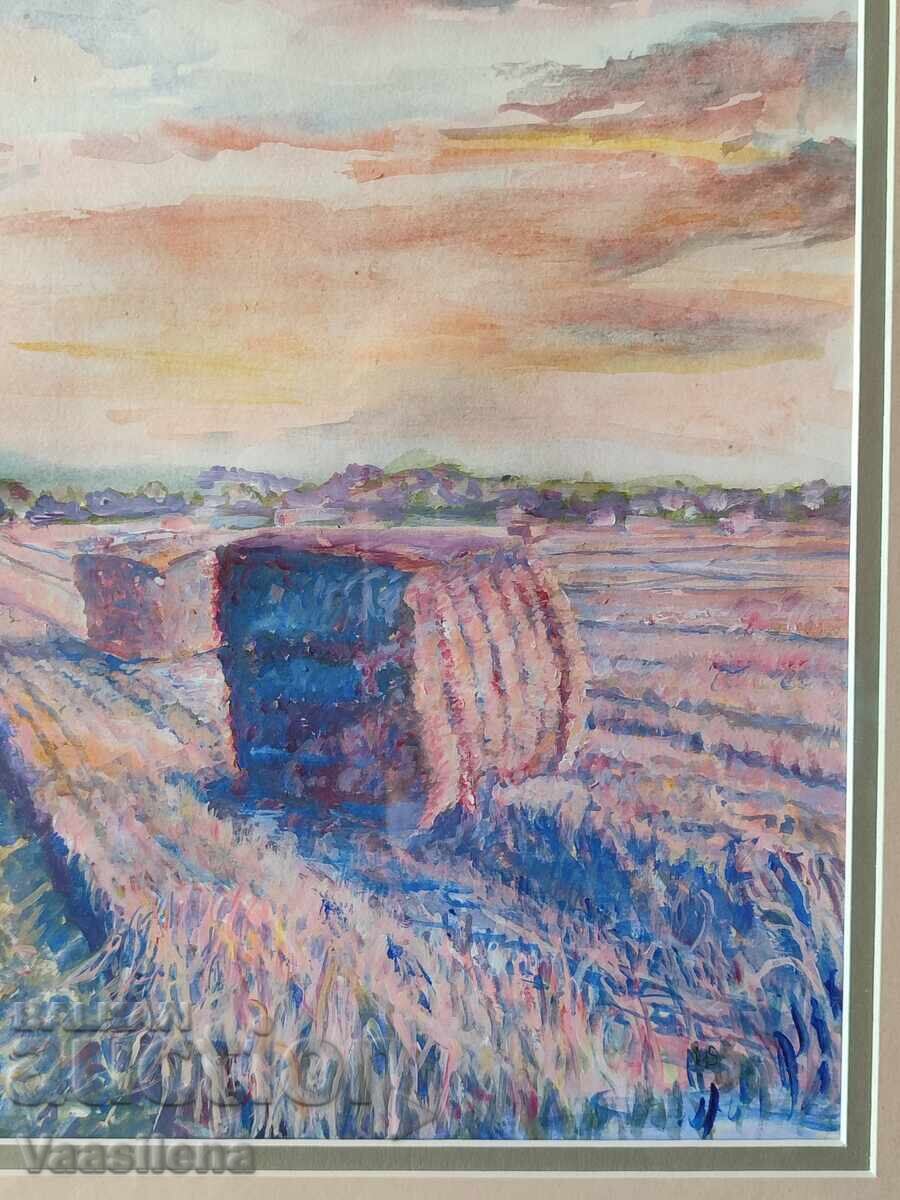 Licitație Acuarel câmp fân