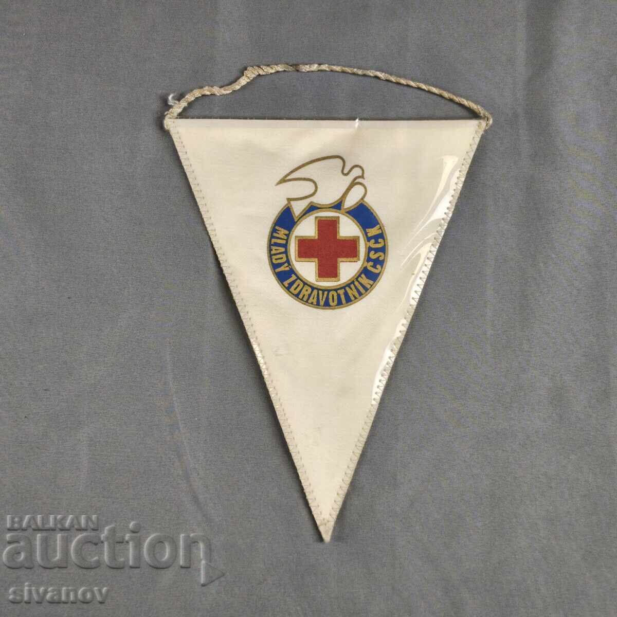 Флаг знаме на млад медик на Чехословашкия червен кръст #6372 Флаг знаме на млад медик на Чехословашкия червен кръст #6372