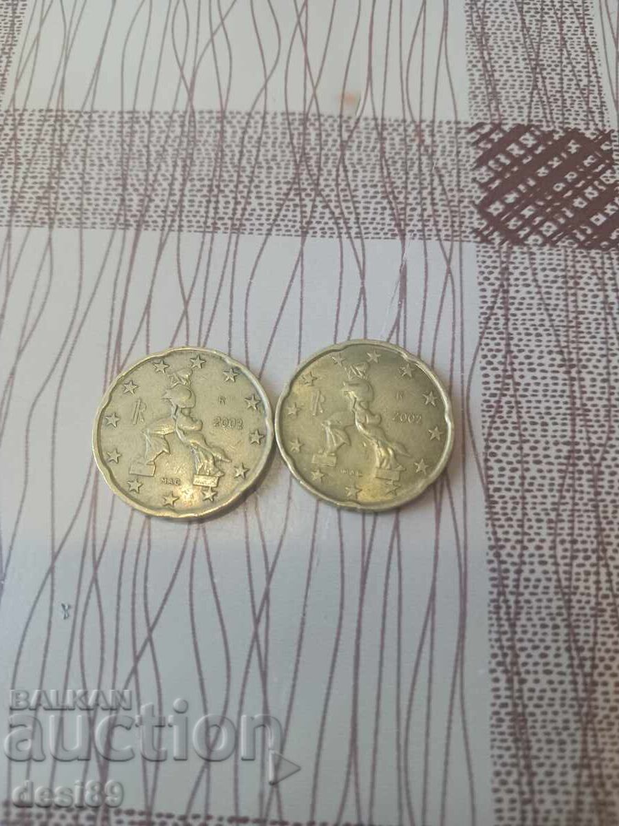 Δύο τεμάχια Ιταλία 2002 Δύο τεμάχια Ιταλία 2002